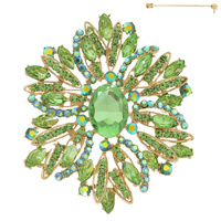 CRYSTAL RHINESTONE VINE CLUSTER BROOCH PIN